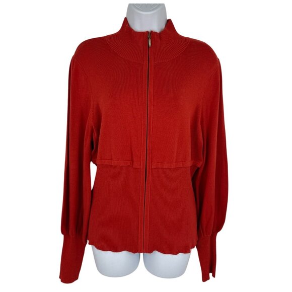 Marc Bouwer Long Sleeve Full Zip Fitted Knit Top Women's Size L - Picture 1 of 10